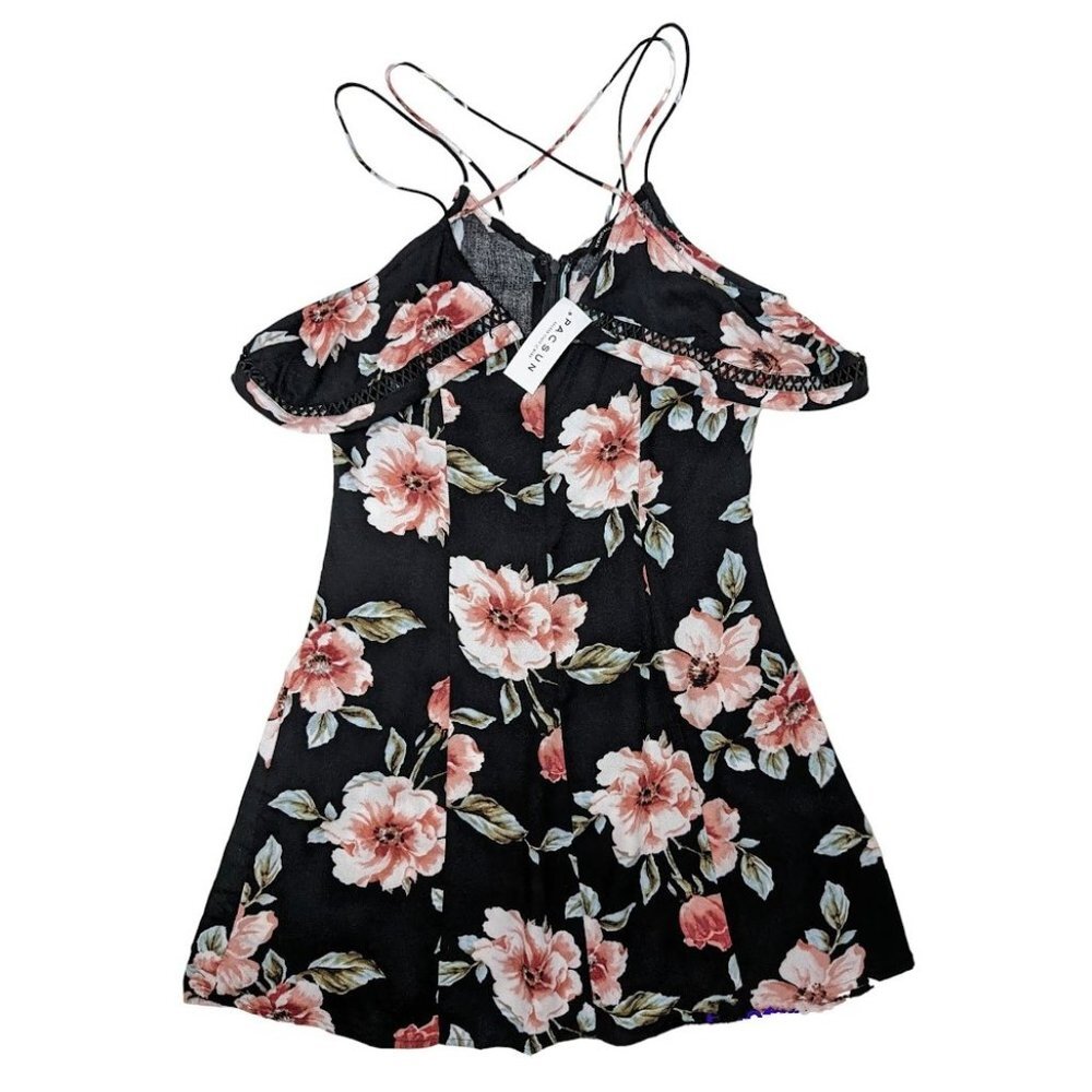 NEW Kendall & Kylie Summer Mini Dress in Floral Flowers Print Black Size S